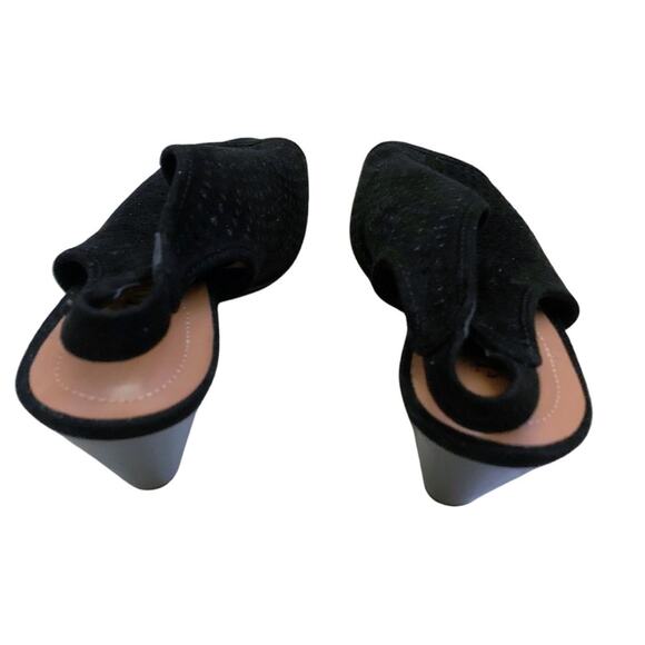 Style & Co Black Suede Caged Peep Toe Slingback Heels Sandals Size 8.5 Cutout - Picture 5 of 8